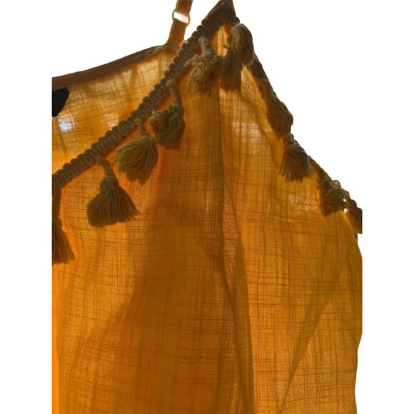 Yellow Shein Sleeveless Tassel-Trimmed V-Neck Camisole Top M - Picture 4 of 5